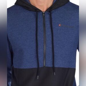 NWT Men’s Champion Half Zip Hoodie Sz Large Athletic Navy Heather in Color